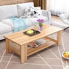 Wooden Coffee Table with Lower Shelf