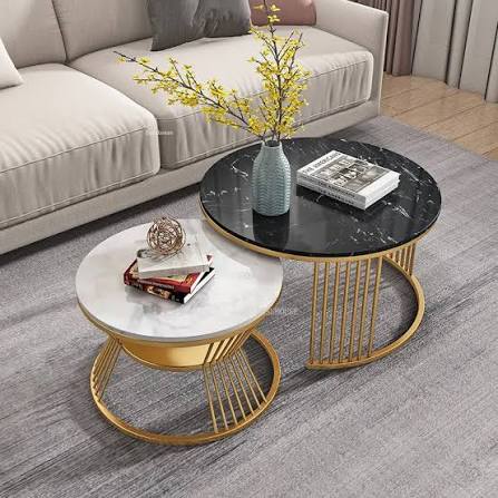 Black Marble Top Coffee Table Set