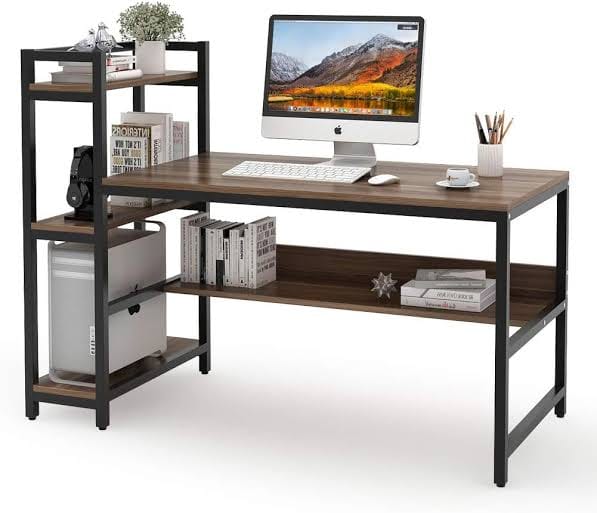 Modern Office Desk with Side Shelving
